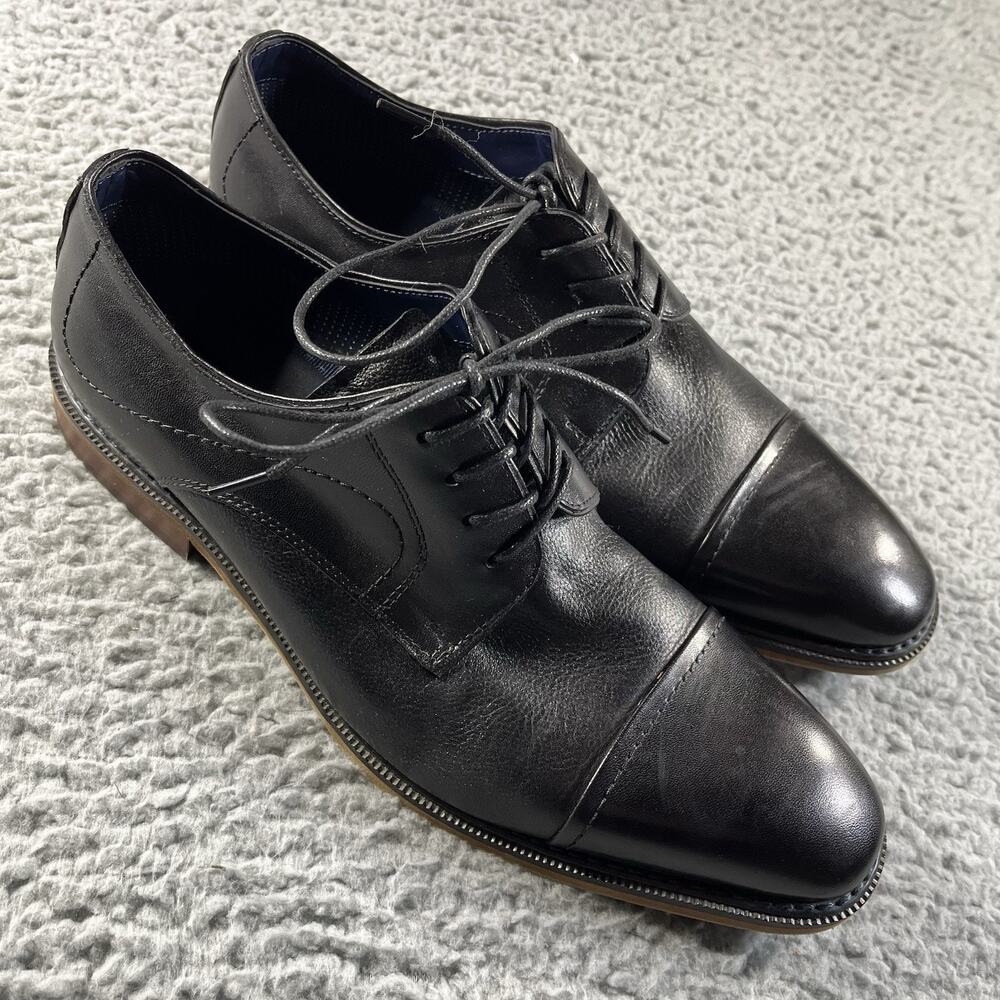 Steve Madden Zane Black Leather Cap Toe Oxford Dress Shoes Men's Size 10M